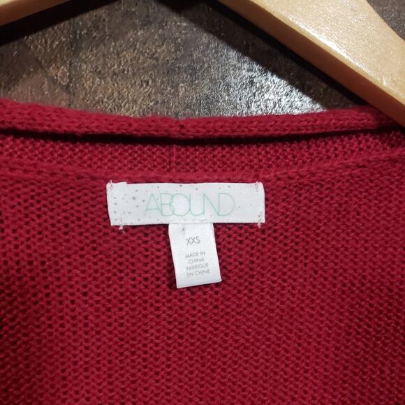 Abound NWT soft maroon front pocket open long cardigan sweater woman's size XXS - Picture 7 of 7